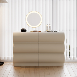 Leather Humply Modern White 6 Drawer Dresser Chest with Storage Cabinet - thumbnail 2