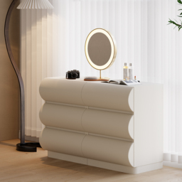 Leather Humply Modern White 6 Drawer Dresser Chest with Storage Cabinet - thumbnail 1