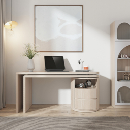 Modern L Shaped Rotatable Wash White Executive Office Desk with Drawers White Office Furniture (150 cm) - thumbnail 5