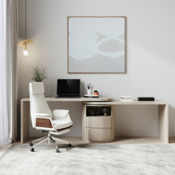 Modern L Shaped Rotatable Wash White Executive Office Desk with Drawers White Office Furniture (150 cm) - thumbnail 4