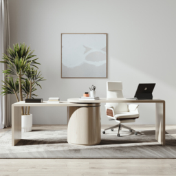 Modern L Shaped Rotatable Wash White Executive Office Desk with Drawers White Office Furniture (150 cm) - thumbnail 3
