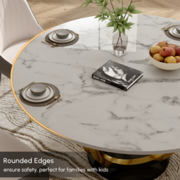 5 Piece Dining Room Set 1350mm Sintered Stone Top Round Dining Table White&Grey 4 Chairs - thumbnail 9