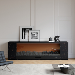 "87"" Sintered Stone Electric Fireplace TV Stand & Coffee Table Set" - thumbnail 4