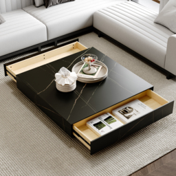 "87"" Sintered Stone Electric Fireplace TV Stand & Coffee Table Set" - thumbnail 6