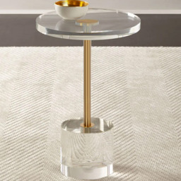 Acrylic Round Side Table Clear Stylish End Table Stainless Steel - thumbnail 3