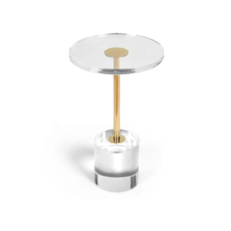 Acrylic Round Side Table Clear Stylish End Table Stainless Steel - thumbnail 5