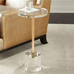 Acrylic Round Side Table Clear Stylish End Table Stainless Steel - thumbnail 2