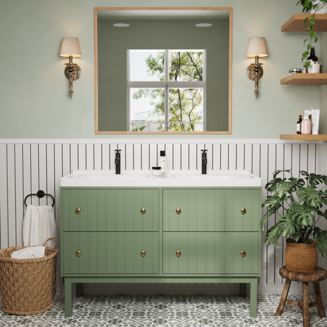 Bathroom Vanity Set 1200mm Freestanding Bathroom Vanity Green with Double Sinks