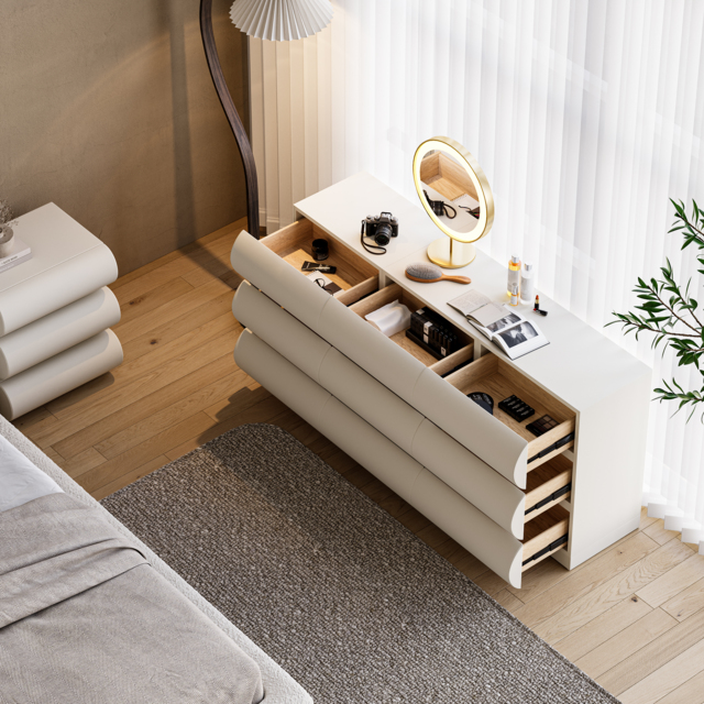 Leather Humply Modern White 9 Drawer Dresser Chest with Storage Cabinet by  Homary | uFurnish.com