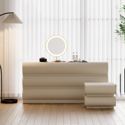 Leather Humply Modern White 9 Drawer Dresser Chest with Storage Cabinet - thumbnail 7