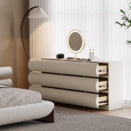 Leather Humply Modern White 9 Drawer Dresser Chest with Storage Cabinet - thumbnail 3
