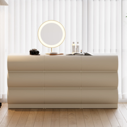 Leather Humply Modern White 9 Drawer Dresser Chest with Storage Cabinet - thumbnail 2