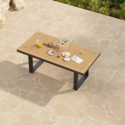 Tevara 7-Piece Rectangular Wood & Aluminium Outdoor Patio Dining Set for 6 People - thumbnail 4