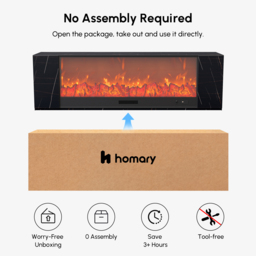 2200mm Modern Black Marble Veneer Sintered Stone Electric Fireplace TV Stand with Remote Control Temperature Adjustable - thumbnail 8