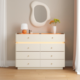 Glass 120 cm Top Walk-in Closet Island 8-Drawer Dresser with Light - thumbnail 6