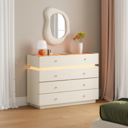 Glass 120 cm Top Walk-in Closet Island 8-Drawer Dresser with Light - thumbnail 5