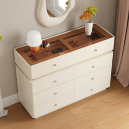 Glass 120 cm Top Walk-in Closet Island 8-Drawer Dresser with Light - thumbnail 3