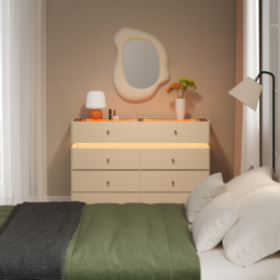 Glass 120 cm Top Walk-in Closet Island 8-Drawer Dresser with Light - thumbnail 7