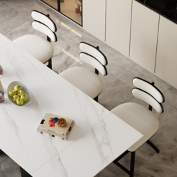 Dining Chairs  Faux Leather Modern White Dining Room Chairs with Back Side 4-Pieces - thumbnail 4