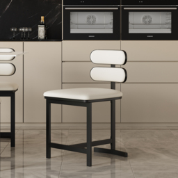 Dining Chairs  Faux Leather Modern White Dining Room Chairs with Back Side 4-Pieces - thumbnail 6