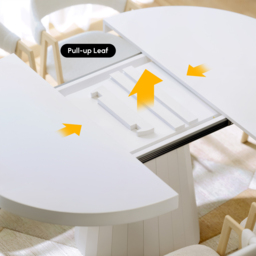"Extendable Dining Table Set 39""-55"" Japandi White Dining Table & 6  Dining Chairs" - thumbnail 5