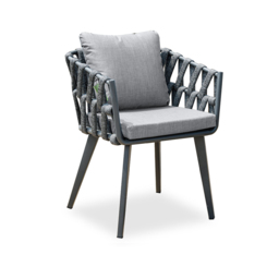 Outdoor Rope Weave & Aluminium Dining Chairs in Grey, Set of 2 - thumbnail 7
