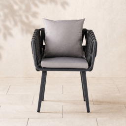 Outdoor Rope Weave & Aluminium Dining Chairs in Grey, Set of 2 - thumbnail 9
