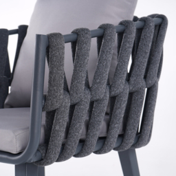 Outdoor Rope Weave & Aluminium Dining Chairs in Grey, Set of 2 - thumbnail 8
