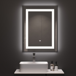 800mm x 600mm Frameless Rectangle LED Bathroom Mirror with Anti-Fog & Bluetooth Speaker - thumbnail 1
