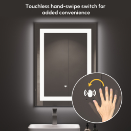 800mm x 600mm Frameless Rectangle LED Bathroom Mirror with Anti-Fog & Bluetooth Speaker - thumbnail 8