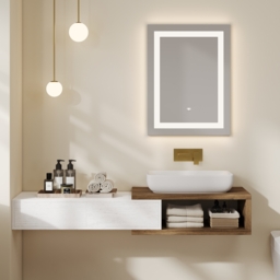 800mm x 600mm Frameless Rectangle LED Bathroom Mirror with Anti-Fog & Bluetooth Speaker - thumbnail 3