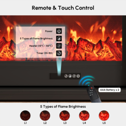 200 cm Electric Fireplace TV Stand Modern Black Media Console with Remote Control - thumbnail 6