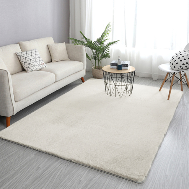 1800mm x 2700mm Beige Shag Faux Rabbit Fur Fluffy Thick Rectangle Area Rug Living Room - image 1