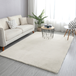 1800mm x 2700mm Beige Shag Faux Rabbit Fur Fluffy Thick Rectangle Area Rug Living Room - thumbnail 1