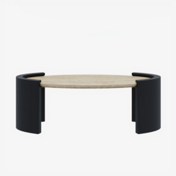 110 cm Japandi Oval Travertine Stone Top Coffee Table - thumbnail 9