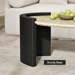 110 cm Japandi Oval Travertine Stone Top Coffee Table - thumbnail 6