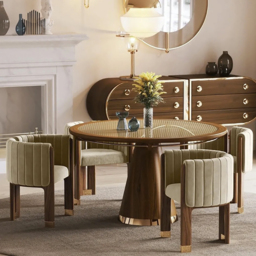 Velvet Fluted Upholstered Accent Chair with Wood Frame - thumbnail 5