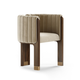 Velvet Fluted Upholstered Accent Chair with Wood Frame - thumbnail 7