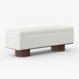 Storage Entryway Bench Boucle & Wood Entryway Furniture in White - thumbnail 5