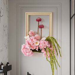 Pink Fake Flower Arrangements Wall Hanging Decoration Artificial Silk Flower - thumbnail 1