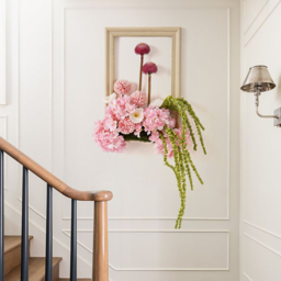 Pink Fake Flower Arrangements Wall Hanging Decoration Artificial Silk Flower - thumbnail 3