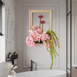 Pink Fake Flower Arrangements Wall Hanging Decoration Artificial Silk Flower - thumbnail 2