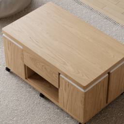 Modern Natural Lift Top Coffee Table 10 cm 1 with Storage Ottoman Foldable and Casters - thumbnail 6