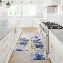 2PCS Modern Abstrict Kitchen Runner Rug Set Non-slip Thickened Anti-Fatigue Kitchen Mat - thumbnail 4