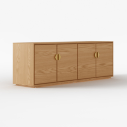 1600mm Mid Century Modern Natural Wood Tall TV Stand Media Console with Storage - thumbnail 6