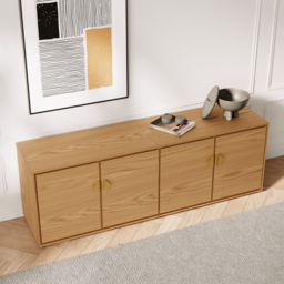 1600mm Mid Century Modern Natural Wood Tall TV Stand Media Console with Storage - thumbnail 3