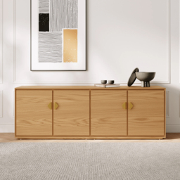 1600mm Mid Century Modern Natural Wood Tall TV Stand Media Console with Storage - thumbnail 2