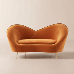1600mm Velvet Curved Sofa Small 2-Seater Sofa with Curve Back Upholstery in Orange - thumbnail 9