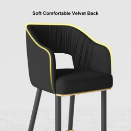 Modern Black Velvet Upholstered Bar Stool with Low Back & Footrest - thumbnail 7