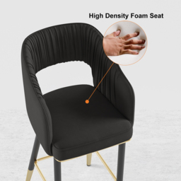 Modern Black Velvet Upholstered Bar Stool with Low Back & Footrest - thumbnail 5